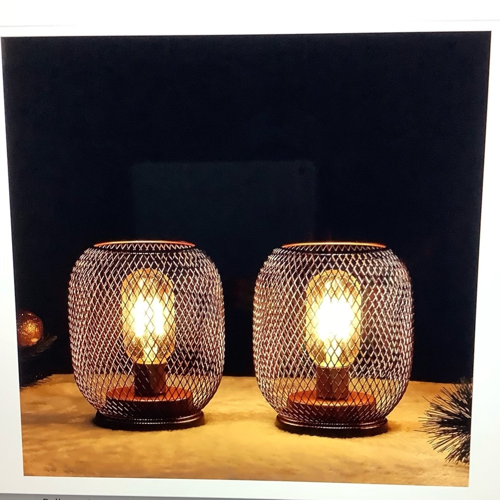 Set of 2 Metal Cage LED Lanterns